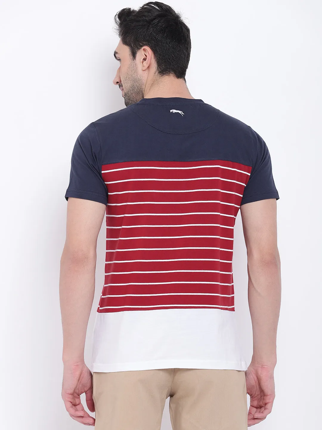 Men Casual Striped Red T-shirt