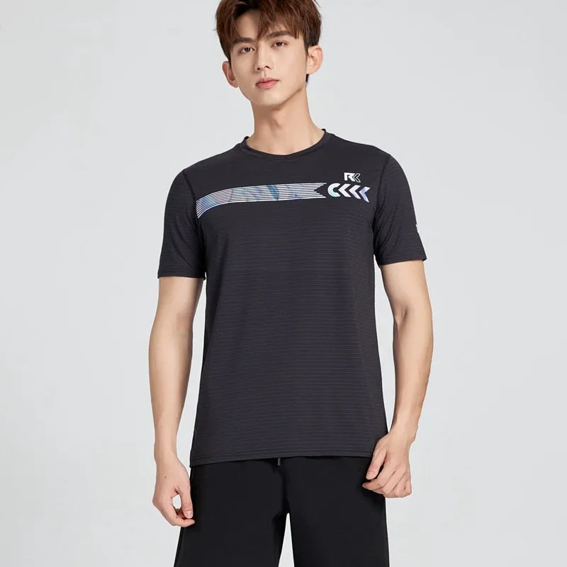 Men's Fitness Jogging Shirts Elastic Quick Dry Sports Mesh Tshirt Tights Gym Running Tops Short Sleeve Tees Blouses Clothes