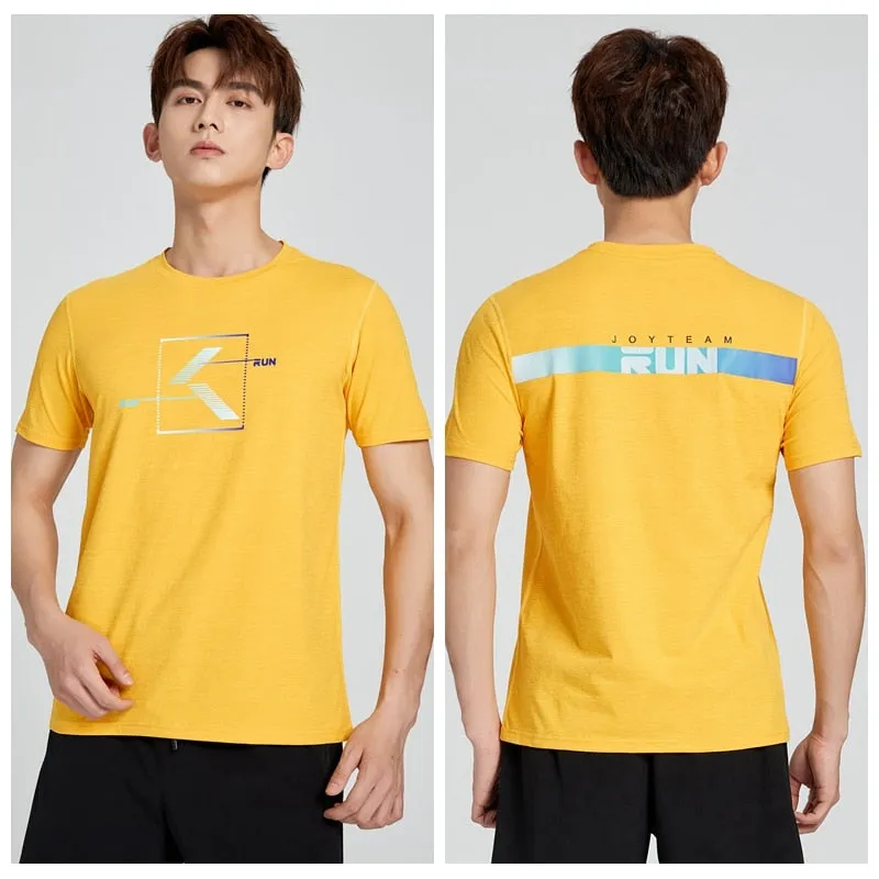 Men's Fitness Jogging Shirts Elastic Quick Dry Sports Mesh Tshirt Tights Gym Running Tops Short Sleeve Tees Blouses Clothes
