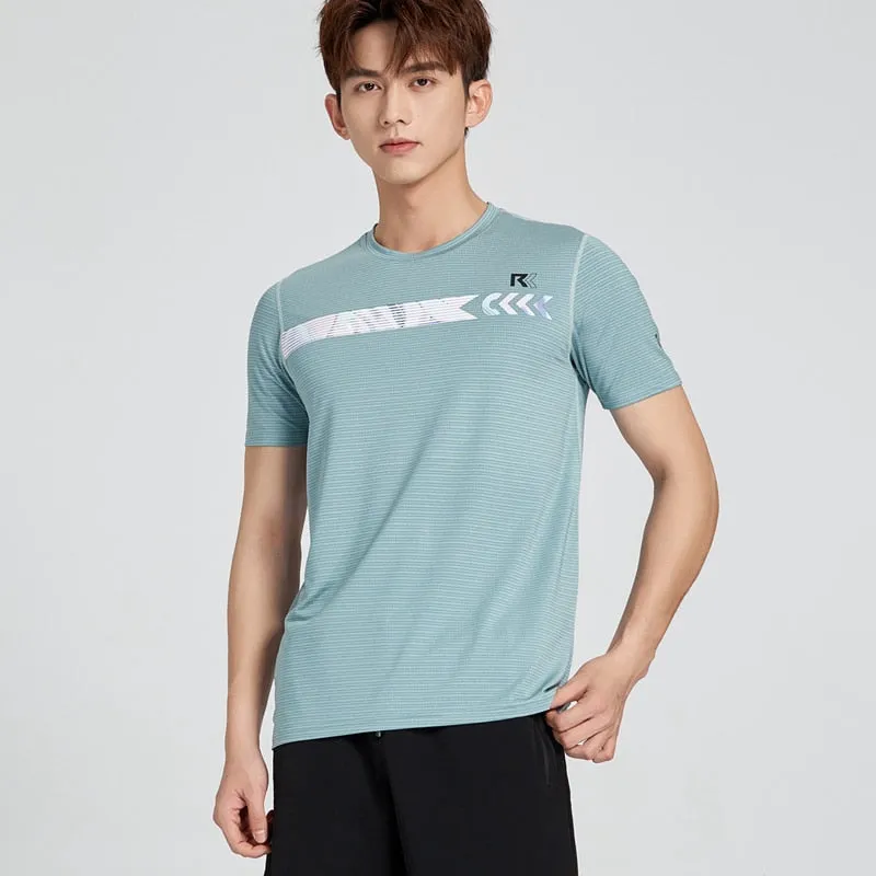 Men's Fitness Jogging Shirts Elastic Quick Dry Sports Mesh Tshirt Tights Gym Running Tops Short Sleeve Tees Blouses Clothes