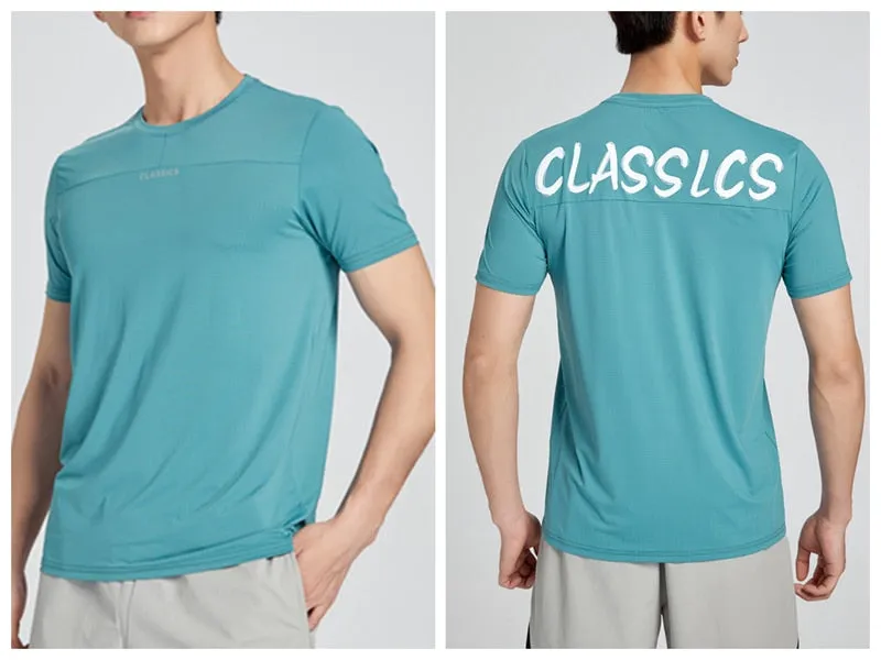 Men's Fitness Jogging Shirts Elastic Quick Dry Sports Mesh Tshirt Tights Gym Running Tops Short Sleeve Tees Blouses Clothes