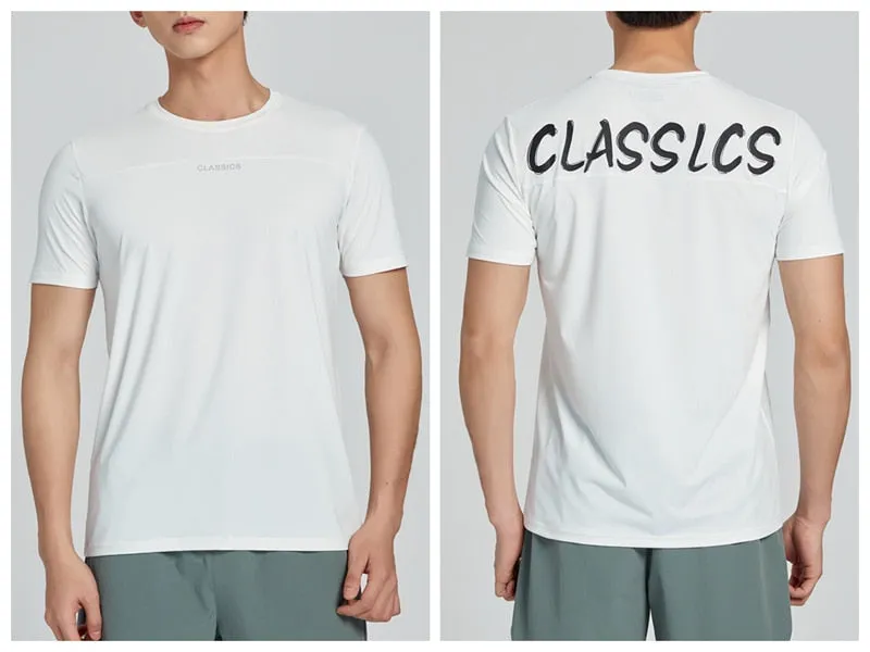 Men's Fitness Jogging Shirts Elastic Quick Dry Sports Mesh Tshirt Tights Gym Running Tops Short Sleeve Tees Blouses Clothes
