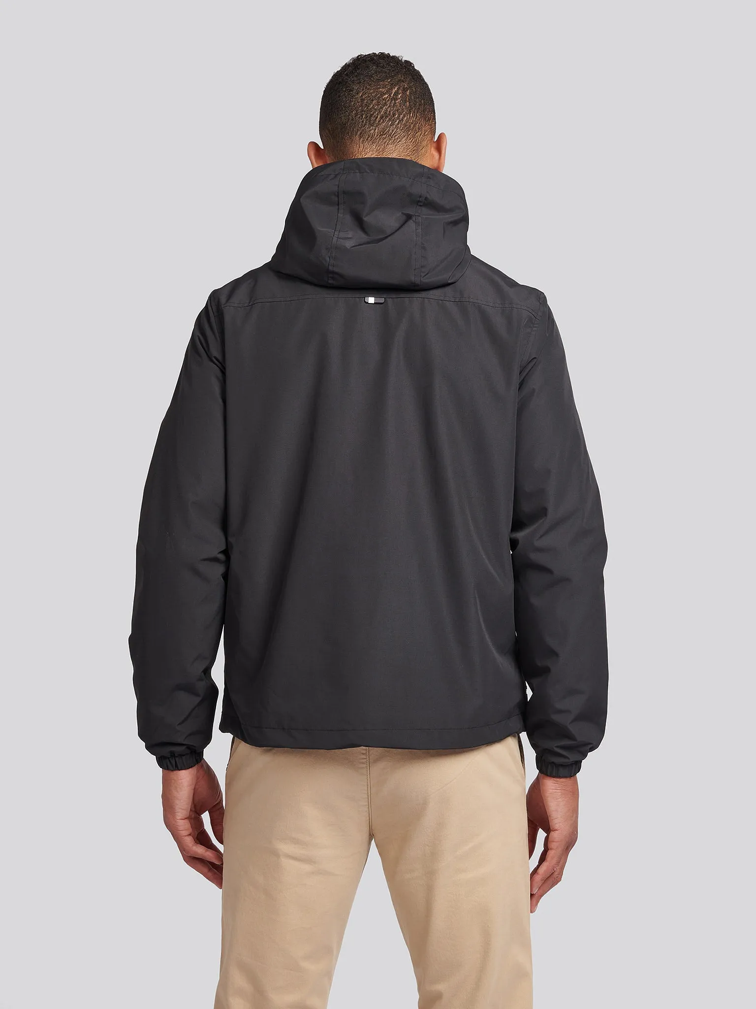 Mens Fleece Lined Windbreaker in Black