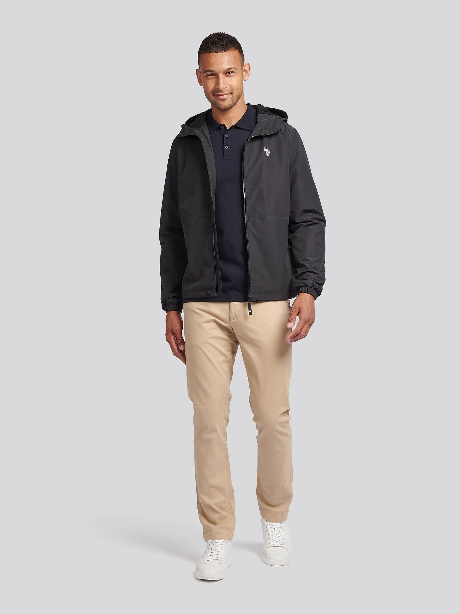 Mens Fleece Lined Windbreaker in Black