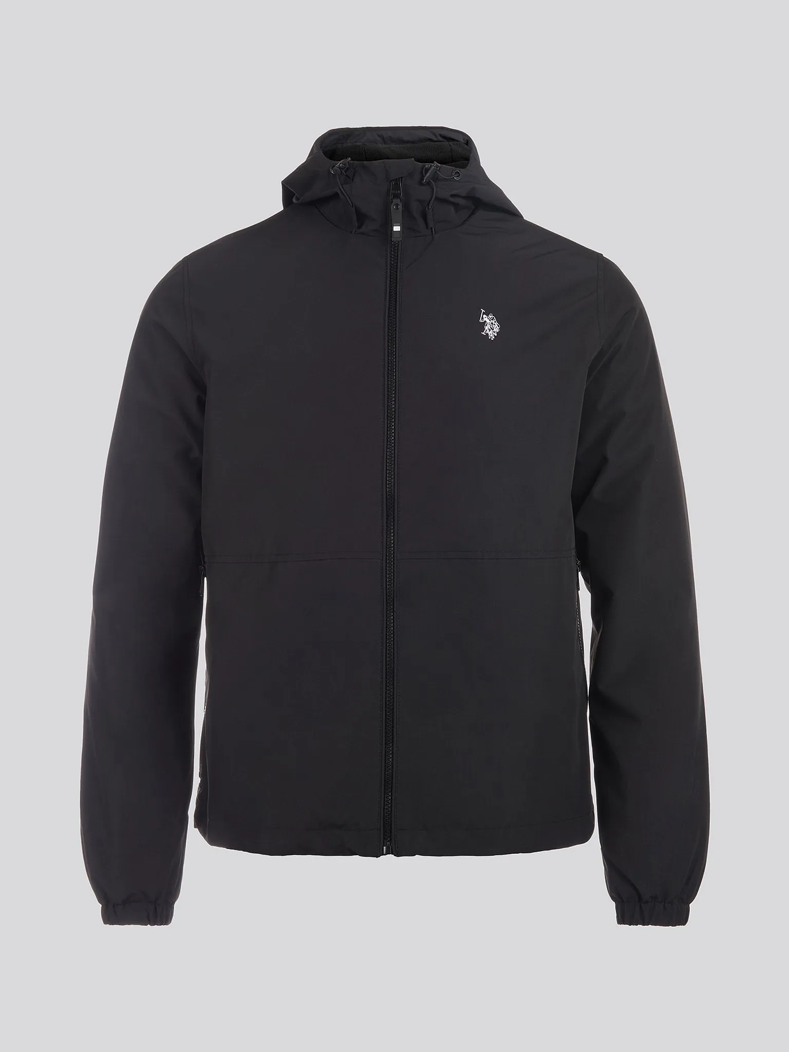 Mens Fleece Lined Windbreaker in Black