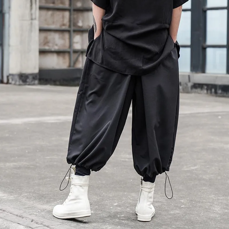 Men's Harem Pants Hip hop Joggers Baggy Wide Leg Pants