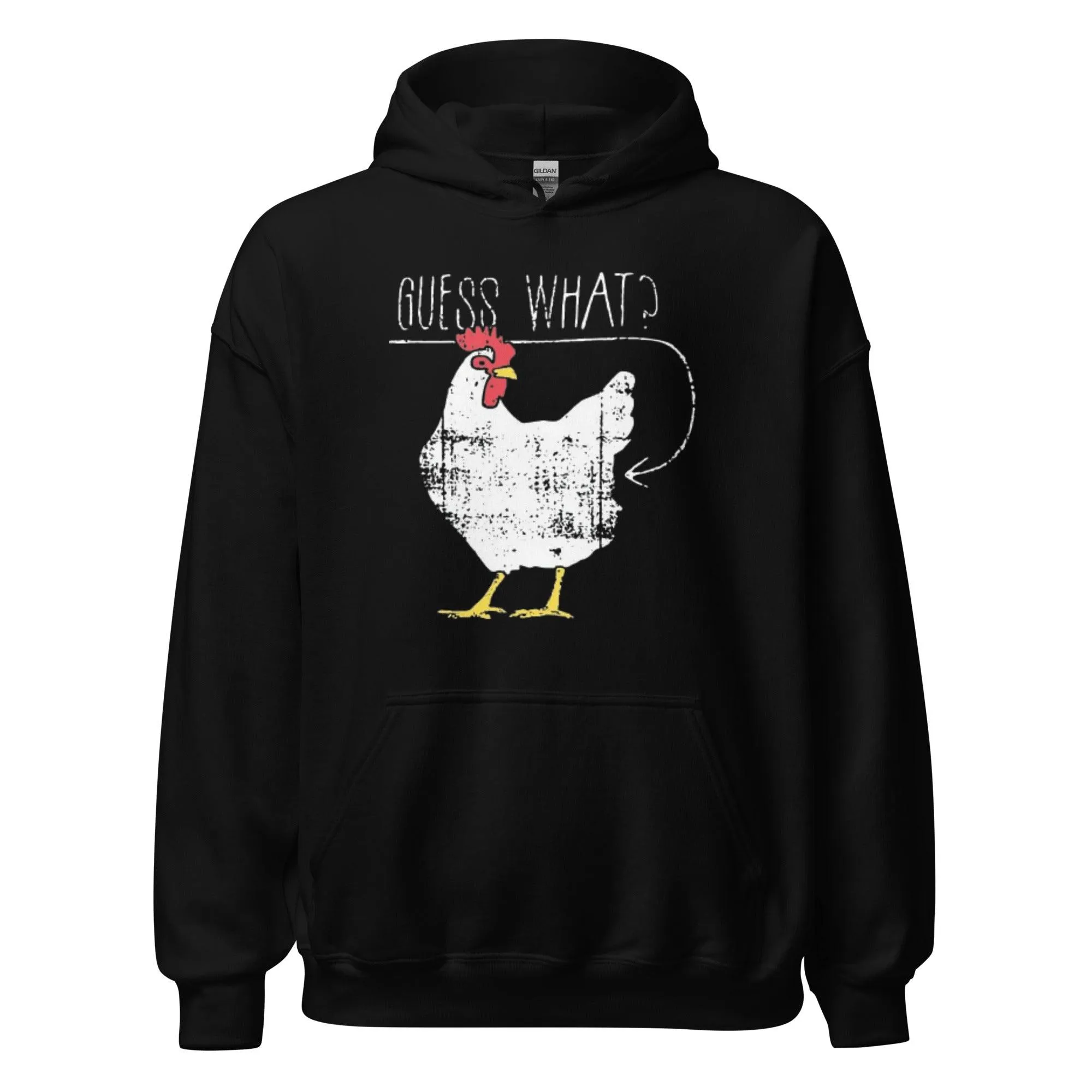 Midweight Hoodie Guess What? Chicken Butt Blended Cotton Unisex Pullover