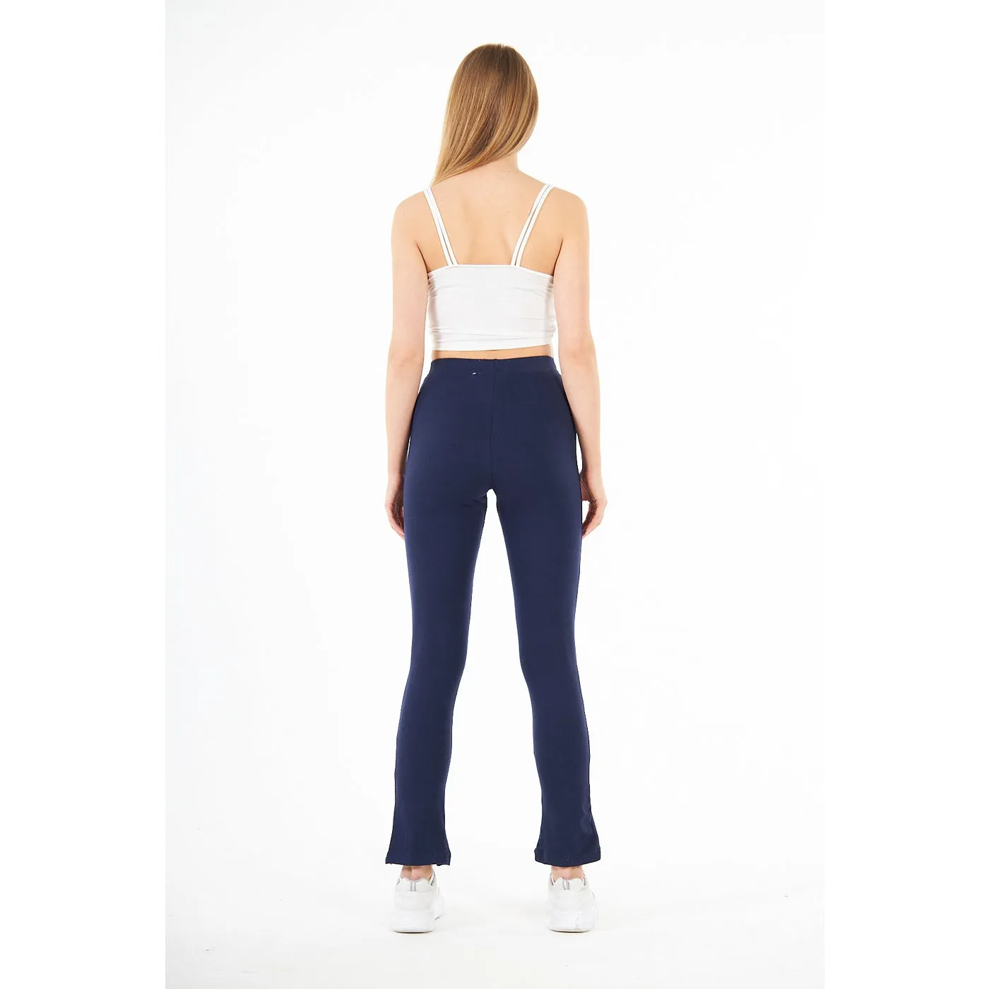 Navy Blue Split Hem Leggings