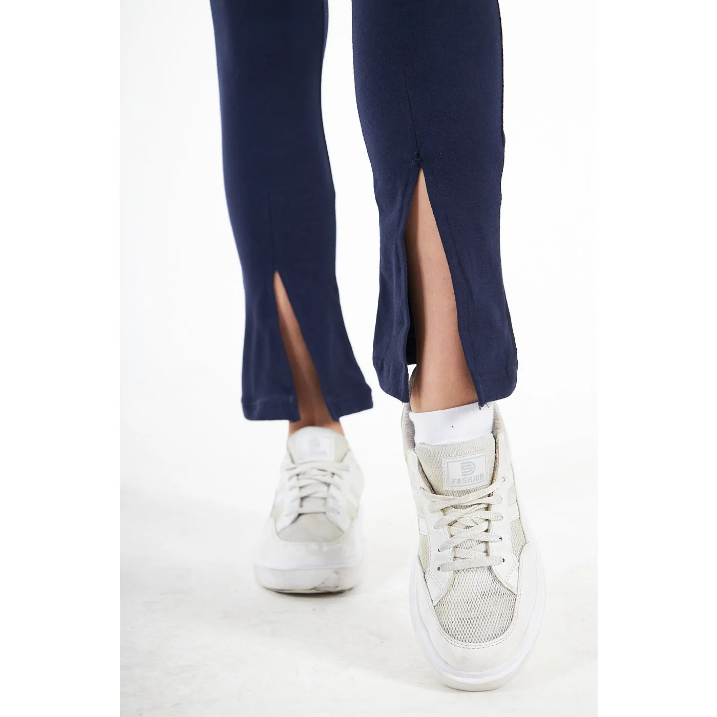 Navy Blue Split Hem Leggings