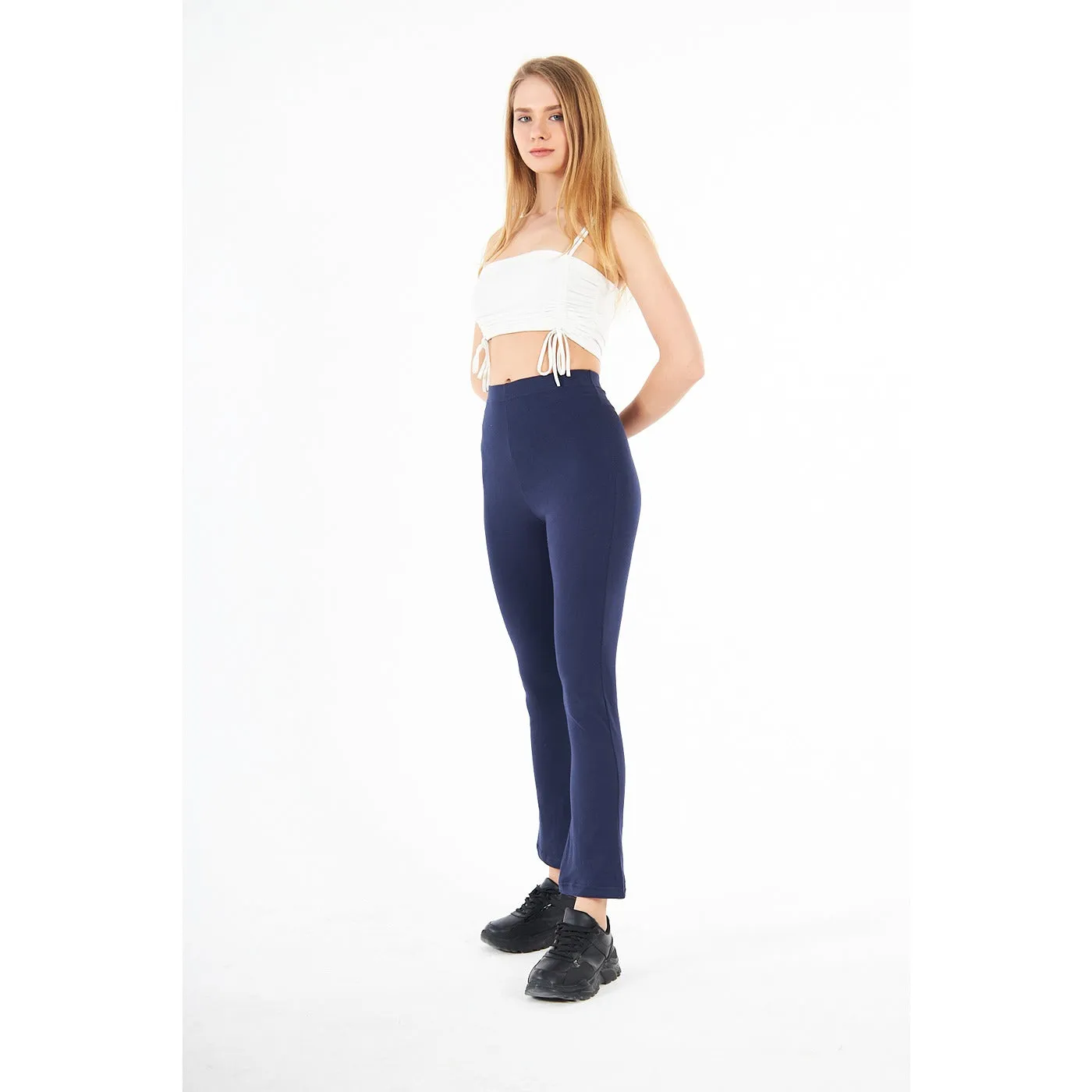 Navy Boot-Cut Leggings