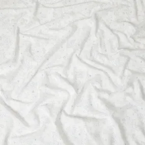 Off white premium pure Italian linen fabric with blue and white print in floral design-D13995