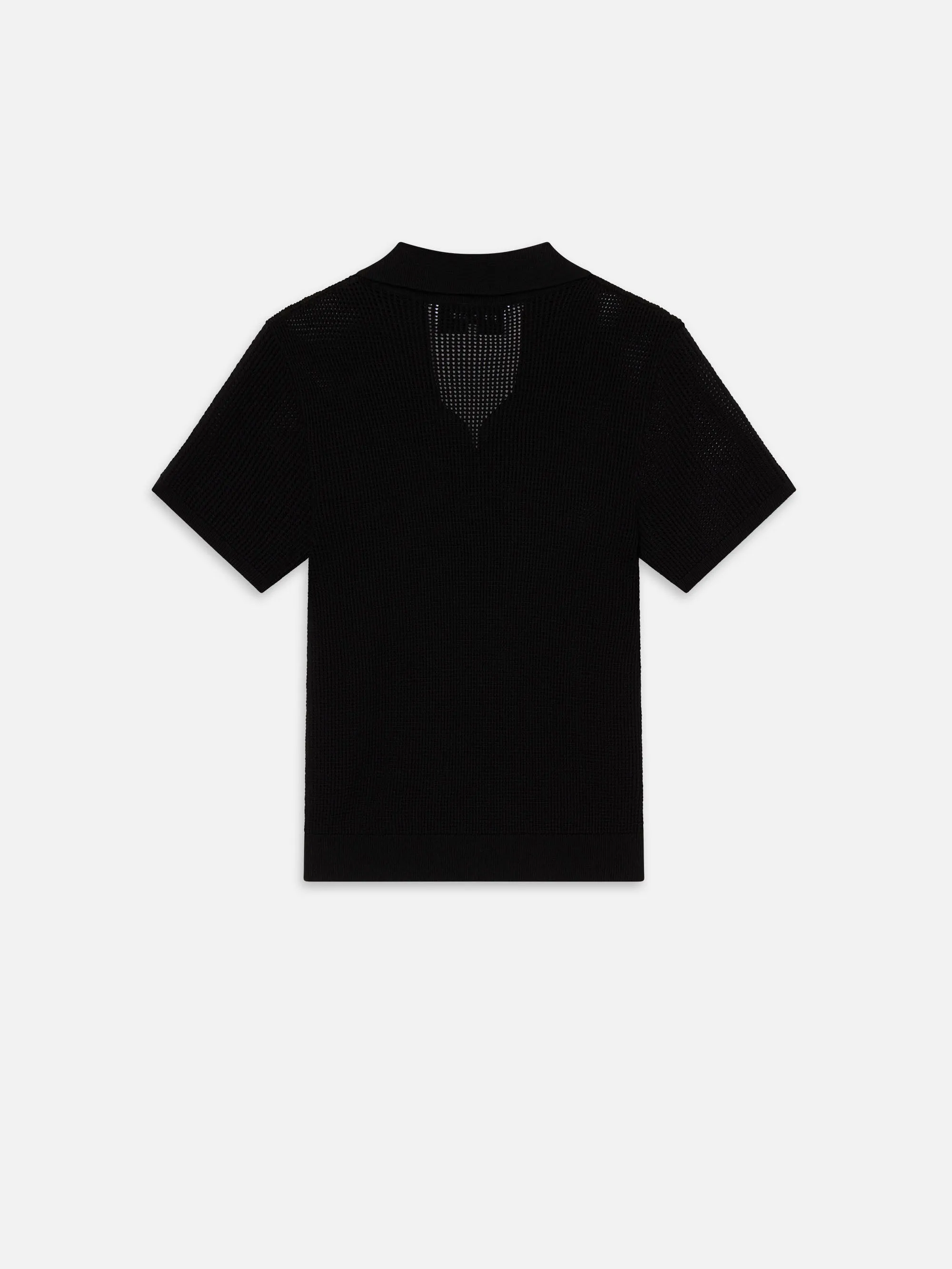 Open Weave Polo Sweater -- Black