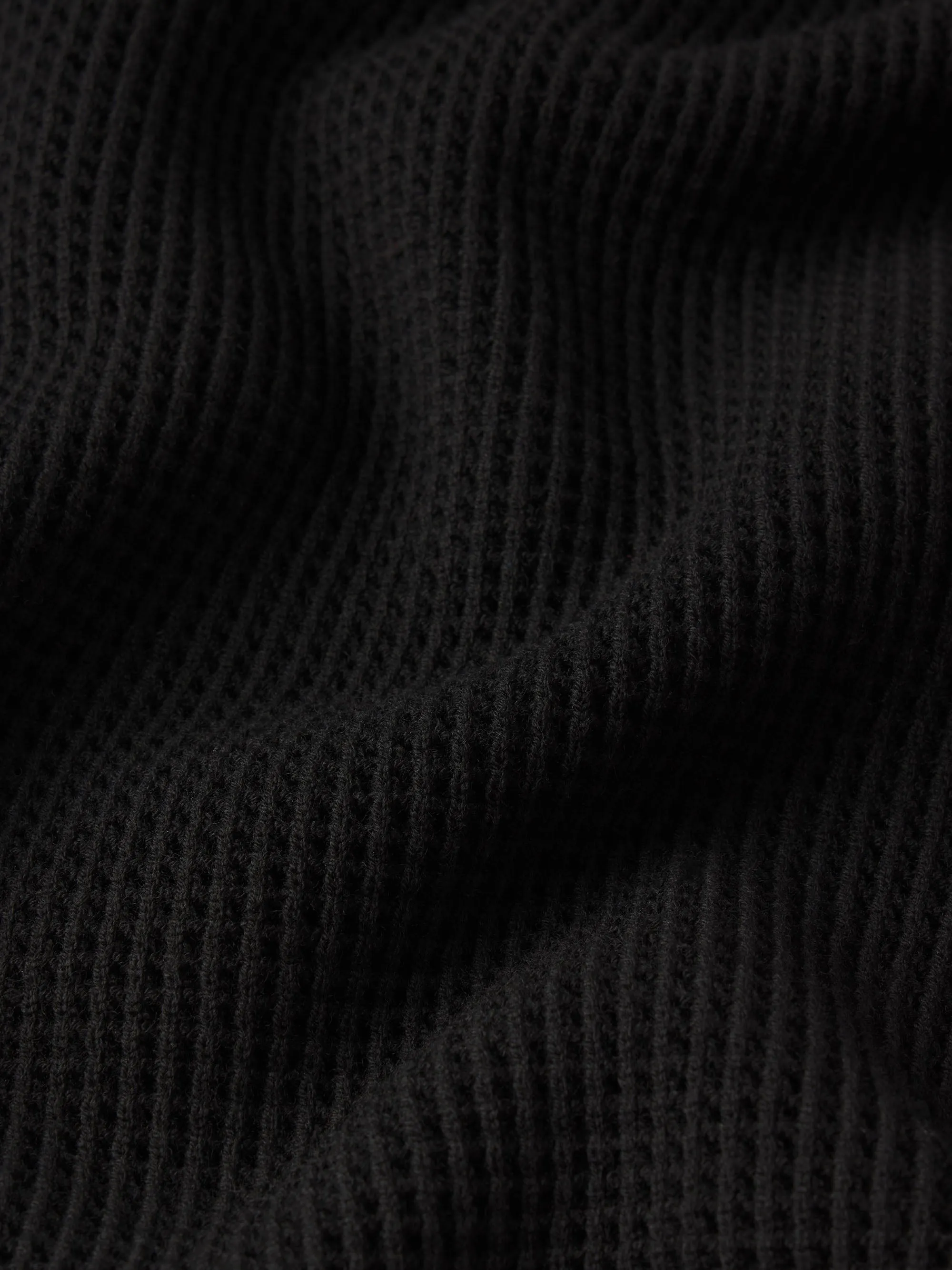 Open Weave Polo Sweater -- Black