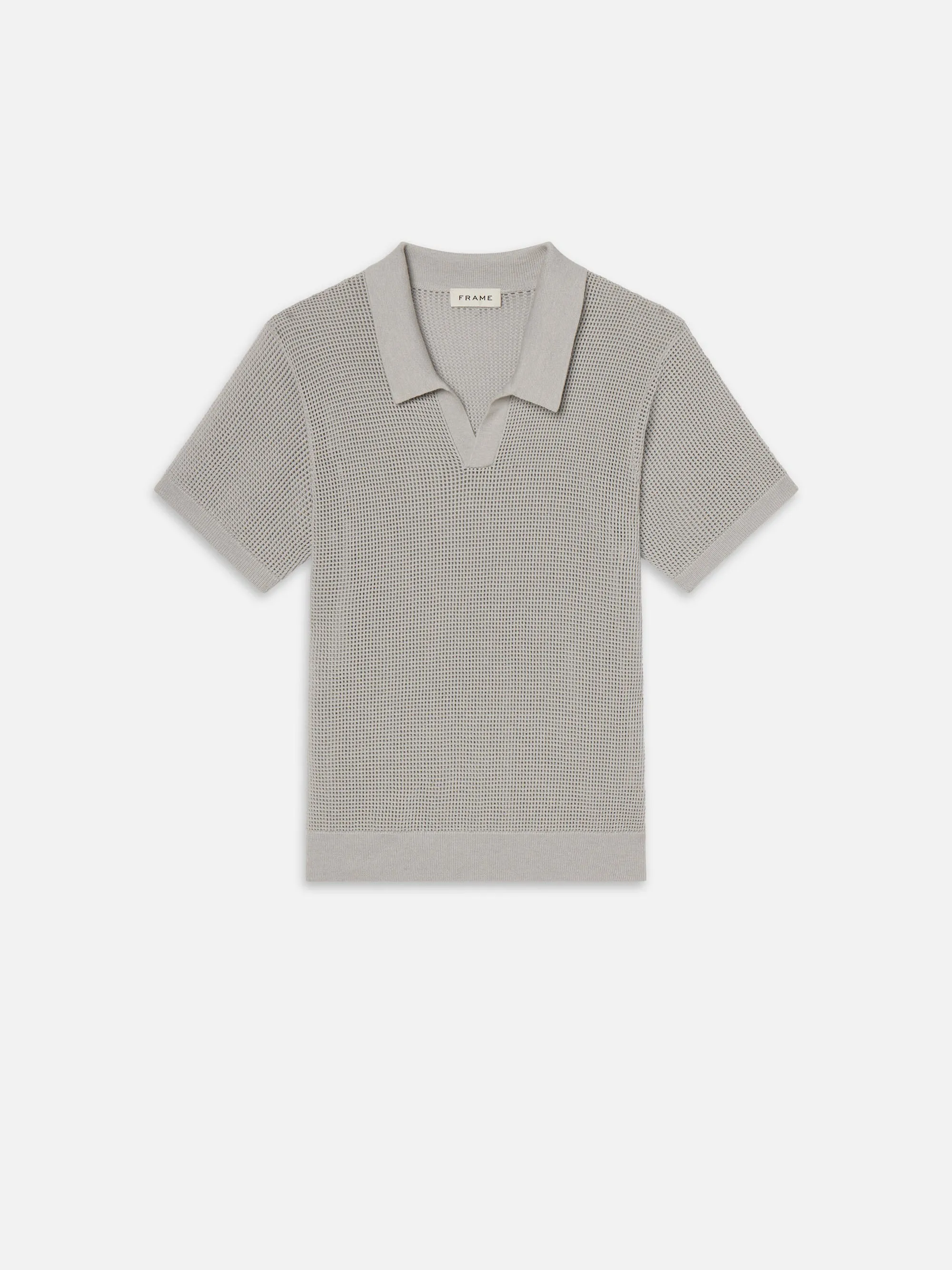 Open Weave Polo Sweater -- Grey Blue