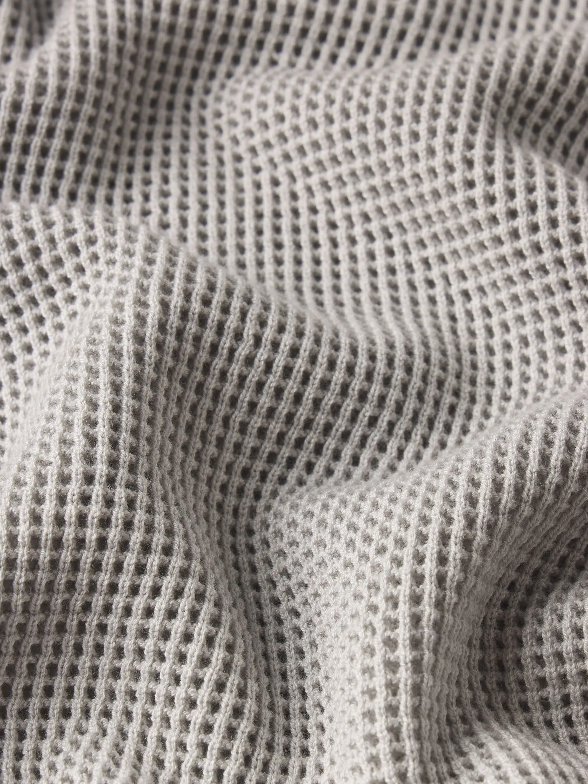Open Weave Polo Sweater -- Grey Blue