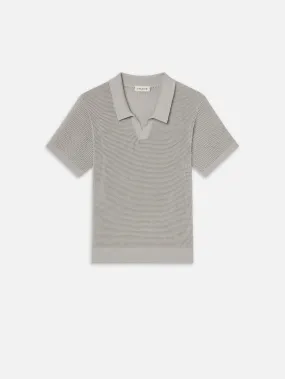 Open Weave Polo Sweater -- Grey Blue