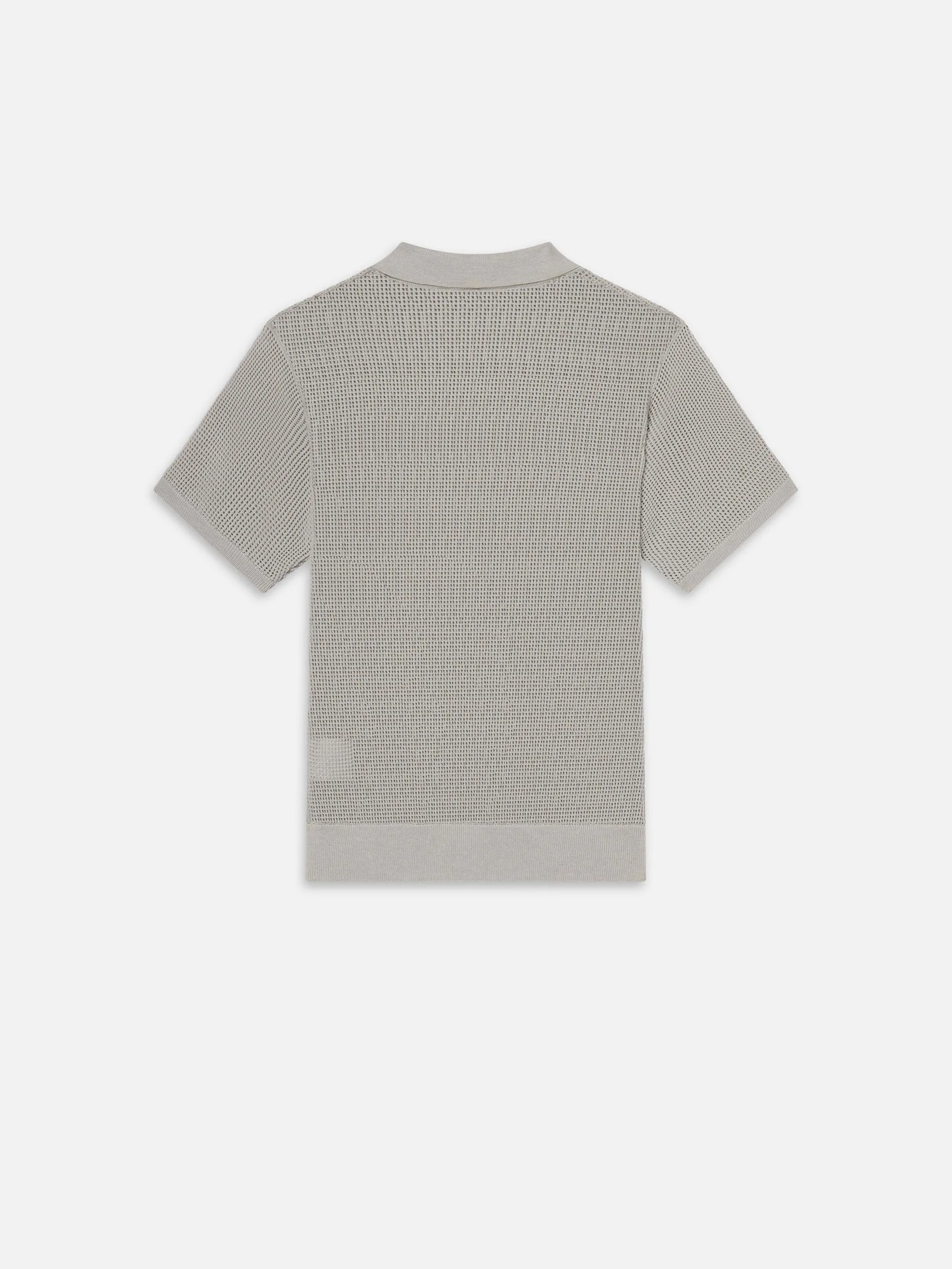 Open Weave Polo Sweater -- Grey Blue