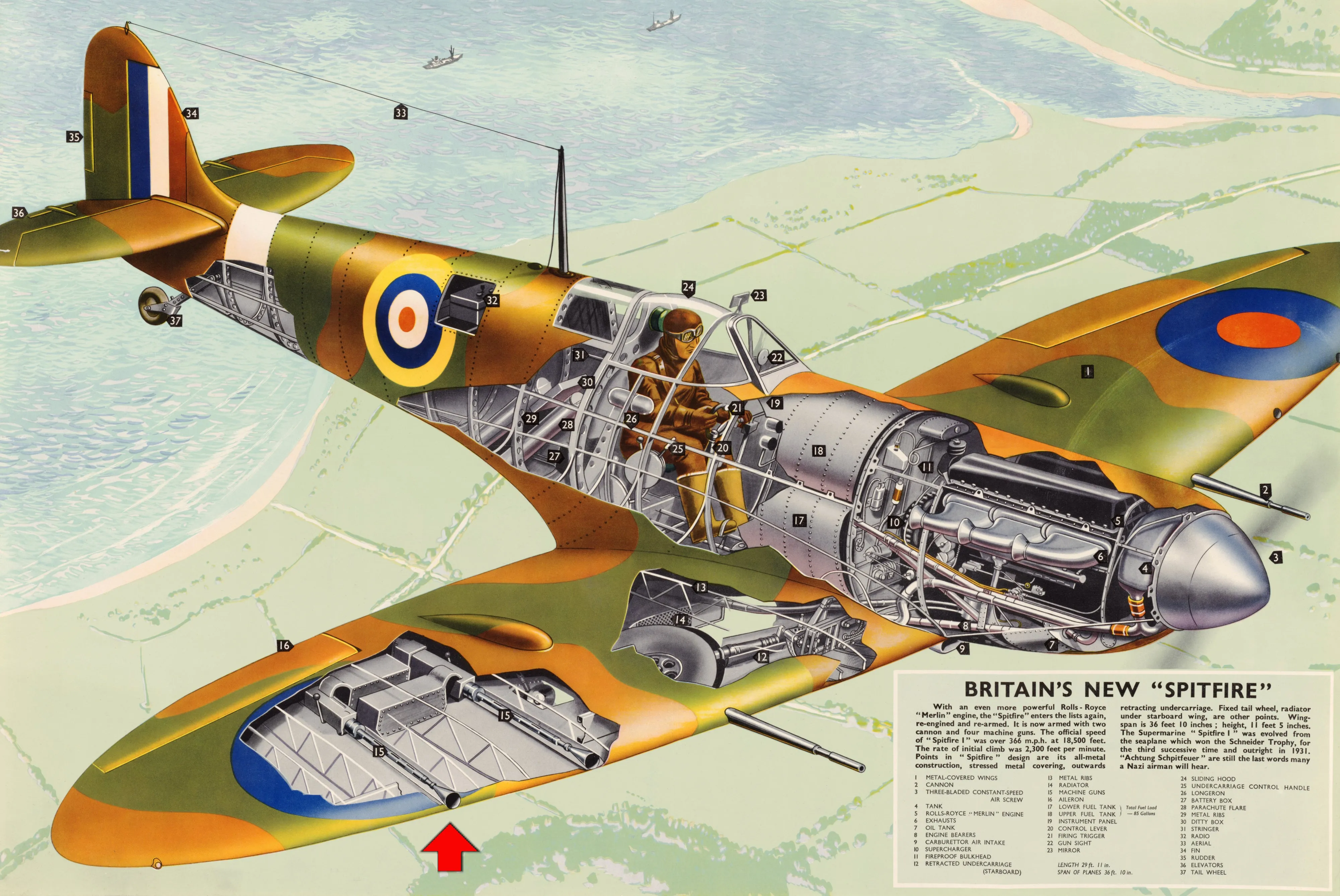 Original British WWII 1943 Dated R.A.F. Aircraft Browning .303 Mark II Display Machine Gun by John Inglis on Stand - Spitfire Supermarine, Hawker Hurricane & Avro Lancaster