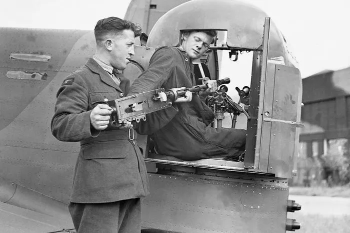 Original British WWII 1943 Dated R.A.F. Aircraft Browning .303 Mark II Display Machine Gun by John Inglis on Stand - Spitfire Supermarine, Hawker Hurricane & Avro Lancaster