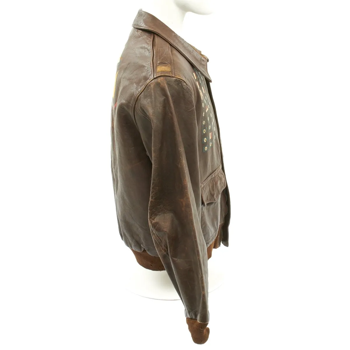 Original U.S. WWII 715th Bomb Squadron Painted A-2 Flight Jacket - 448th Bombardment Group