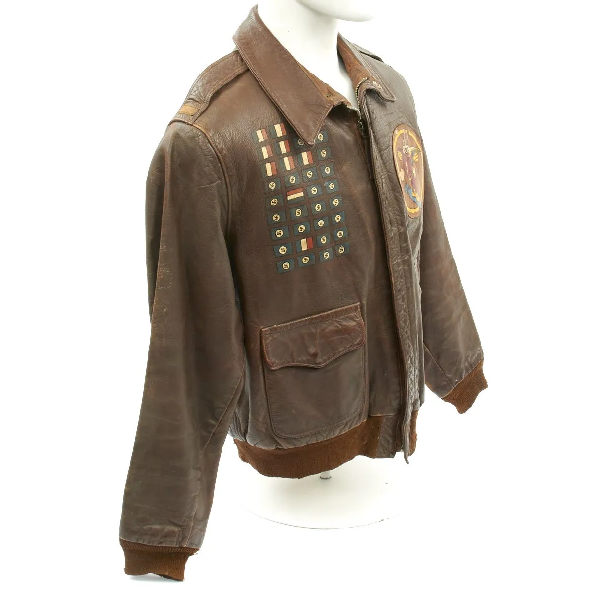 Original U.S. WWII 715th Bomb Squadron Painted A-2 Flight Jacket - 448th Bombardment Group