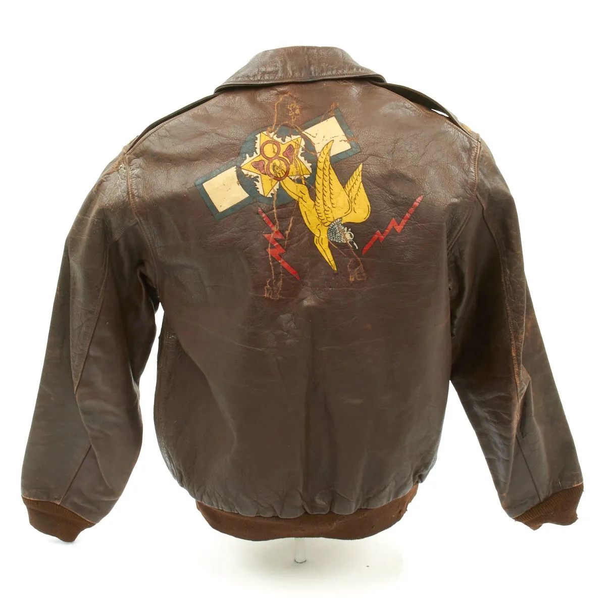 Original U.S. WWII 715th Bomb Squadron Painted A-2 Flight Jacket - 448th Bombardment Group