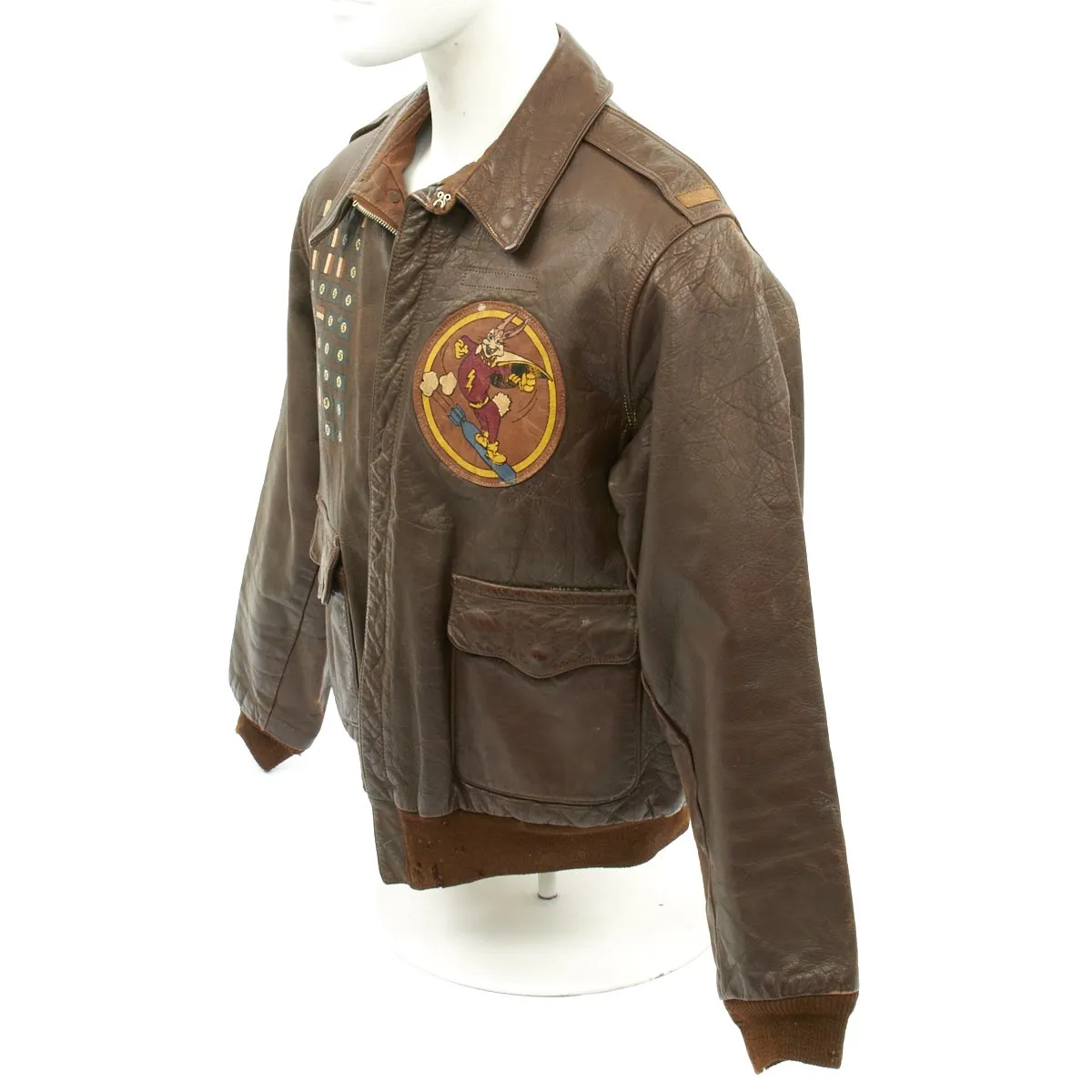 Original U.S. WWII 715th Bomb Squadron Painted A-2 Flight Jacket - 448th Bombardment Group