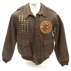 Original U.S. WWII 715th Bomb Squadron Painted A-2 Flight Jacket - 448th Bombardment Group