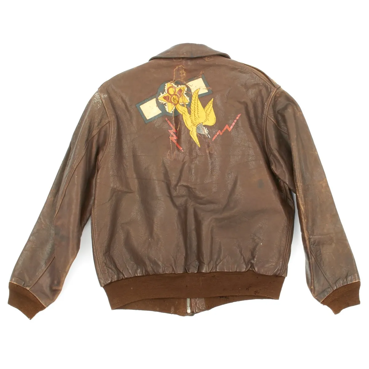 Original U.S. WWII 715th Bomb Squadron Painted A-2 Flight Jacket - 448th Bombardment Group