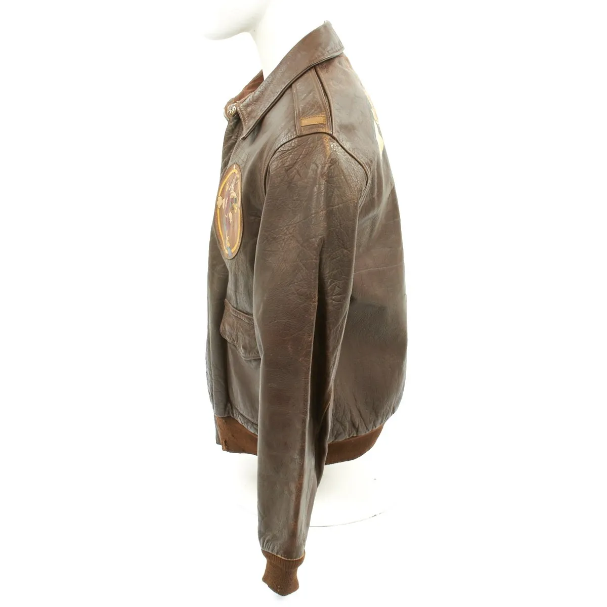 Original U.S. WWII 715th Bomb Squadron Painted A-2 Flight Jacket - 448th Bombardment Group