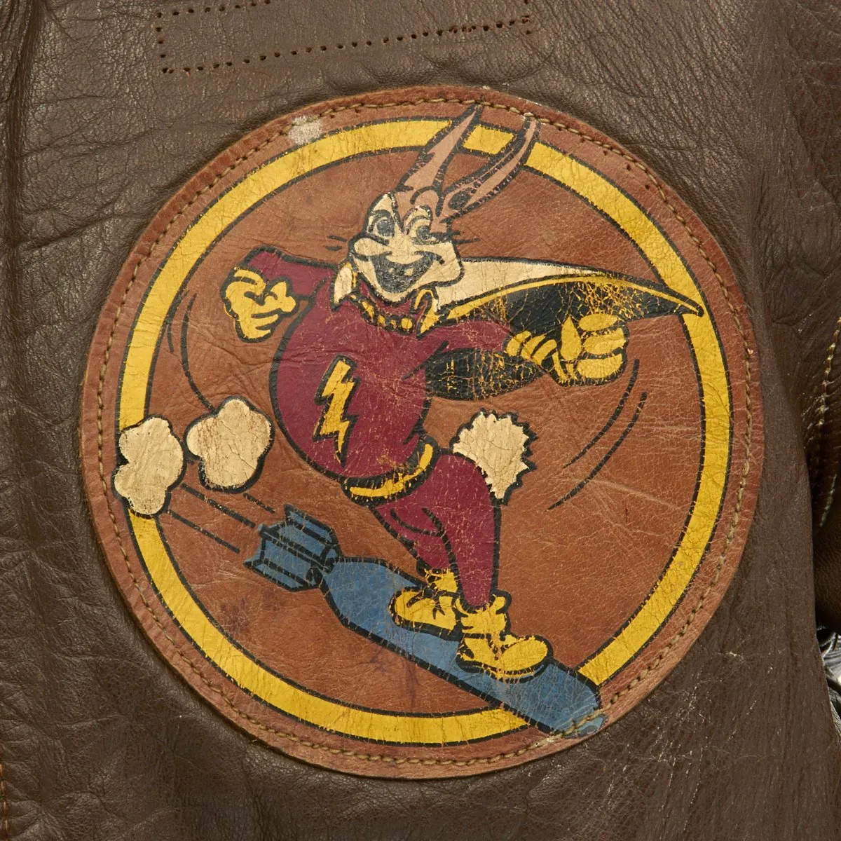 Original U.S. WWII 715th Bomb Squadron Painted A-2 Flight Jacket - 448th Bombardment Group