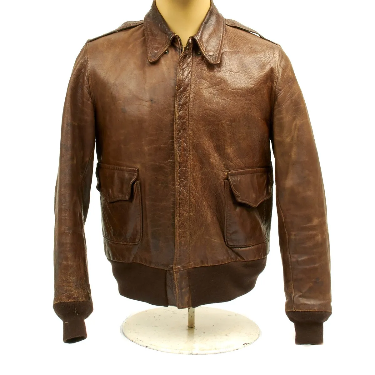 Original U.S. WWII B-17 Bomber Hells Belle Named A-2 Flight Jacket (Size 40)