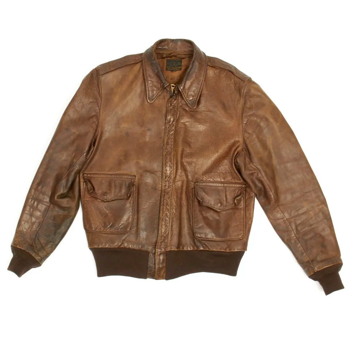 Original U.S. WWII B-17 Bomber Hells Belle Named A-2 Flight Jacket (Size 40)