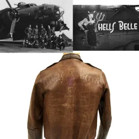 Original U.S. WWII B-17 Bomber Hells Belle Named A-2 Flight Jacket (Size 40)