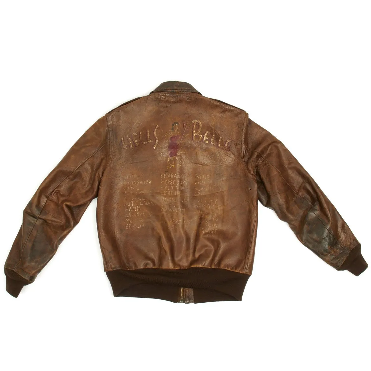 Original U.S. WWII B-17 Bomber Hells Belle Named A-2 Flight Jacket (Size 40)
