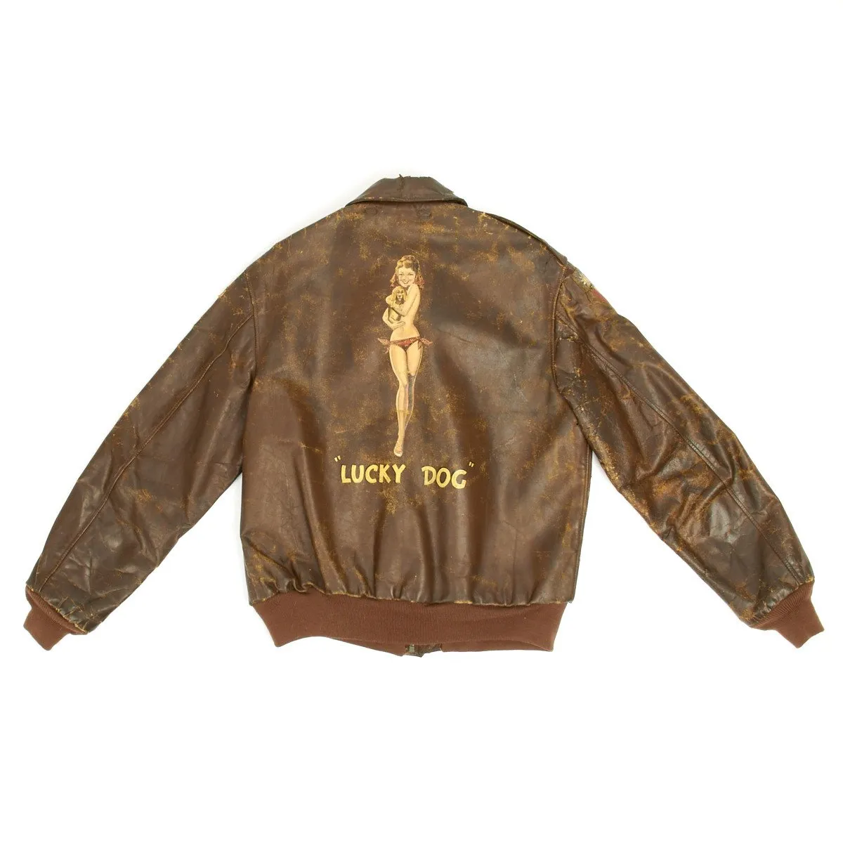 Original U.S. WWII B-24 Liberator 11th BG Lucky Dog Named A-2 Flight Jacket