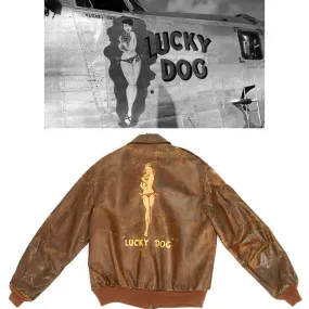 Original U.S. WWII B-24 Liberator 11th BG Lucky Dog Named A-2 Flight Jacket