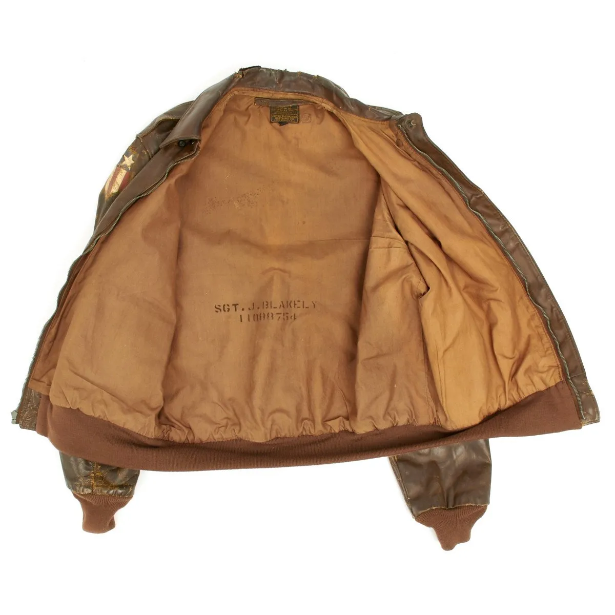 Original U.S. WWII B-24 Liberator 11th BG Lucky Dog Named A-2 Flight Jacket
