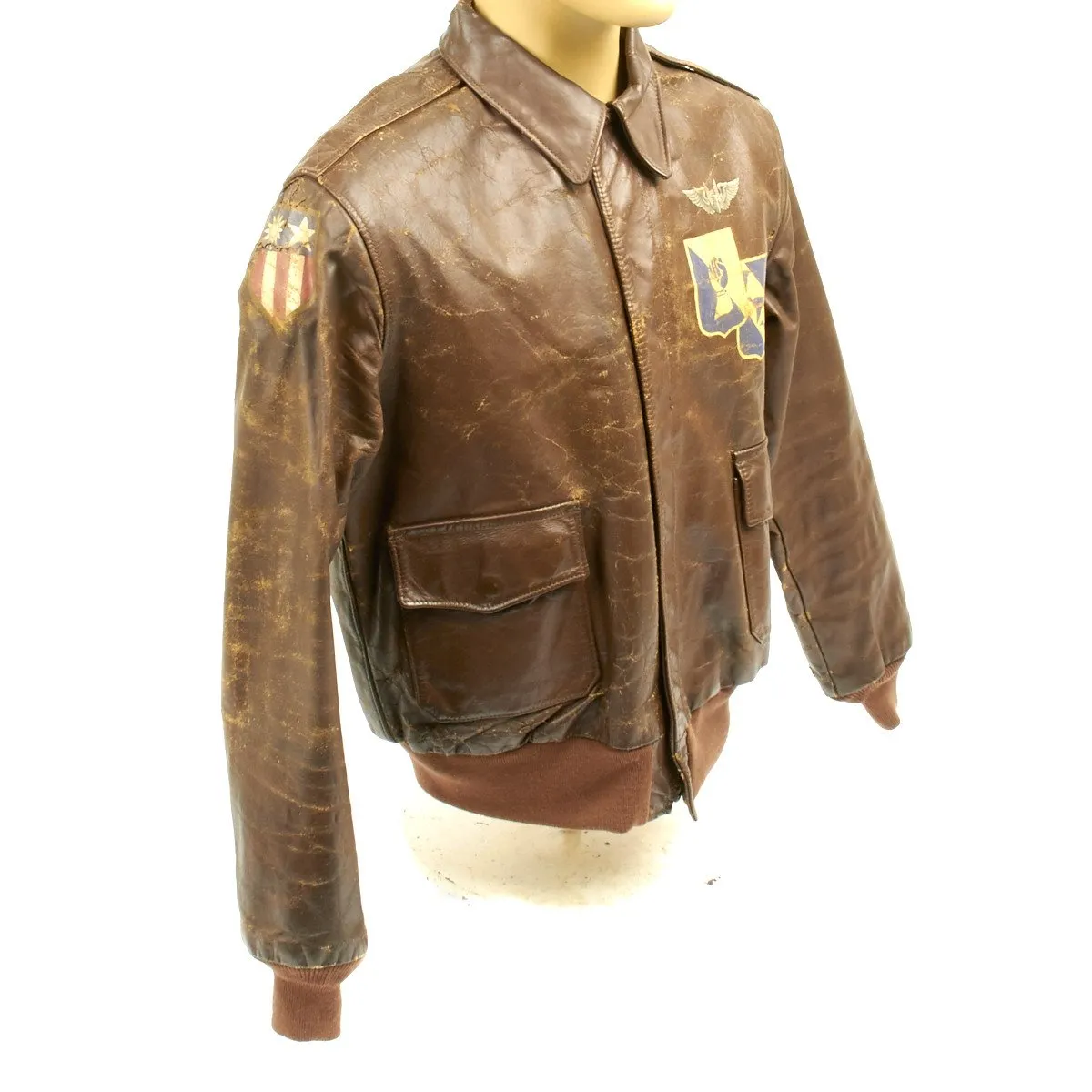 Original U.S. WWII B-24 Liberator 11th BG Lucky Dog Named A-2 Flight Jacket