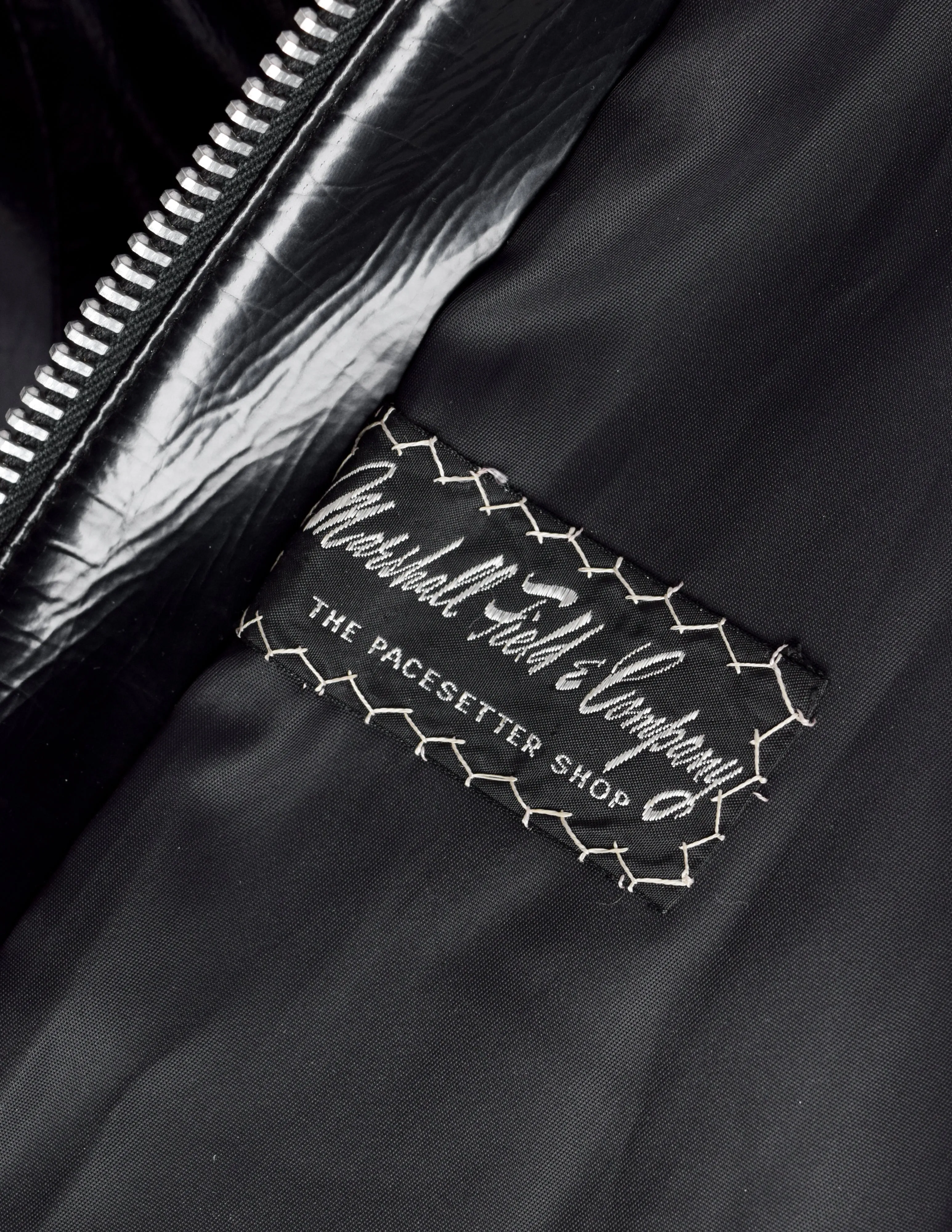 Pierre Cardin Vintage c. 1967-1969 Space Age Mod Black Oil Slick Patent Vinyl Trench Raincoat