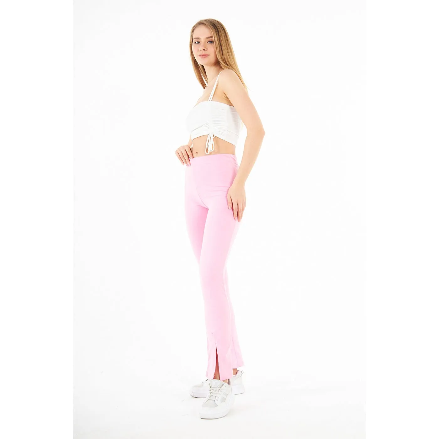 Pink Split Hem Leggings