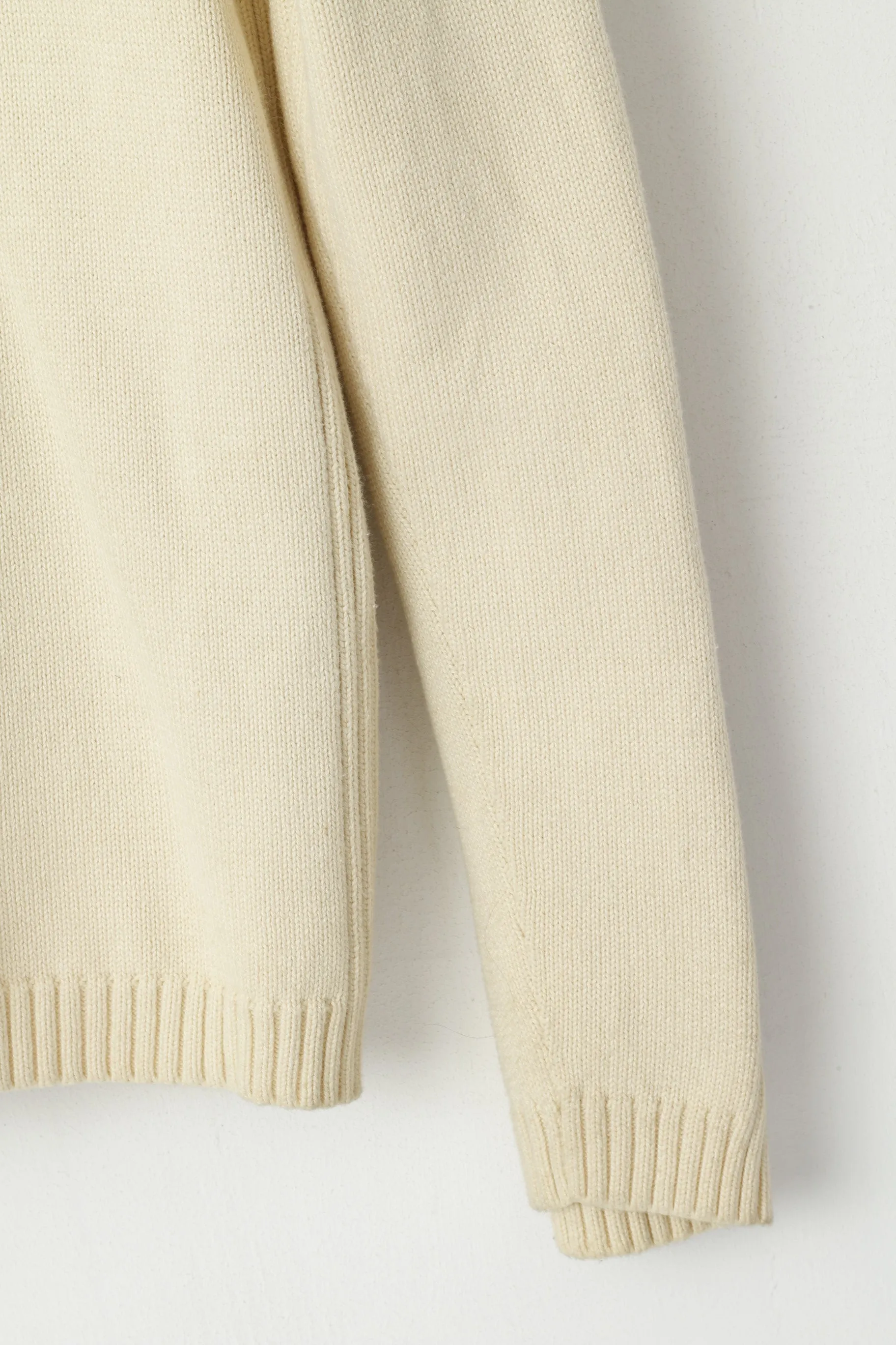 Polo Jeans Ralph Lauren Men XL (L) Jumper Cream Cotton Full Zipper Classic Sweater