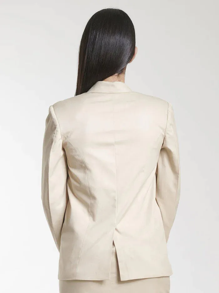 PowerSutra Women's Formal Poly Cotton Skirt Suit - Beige