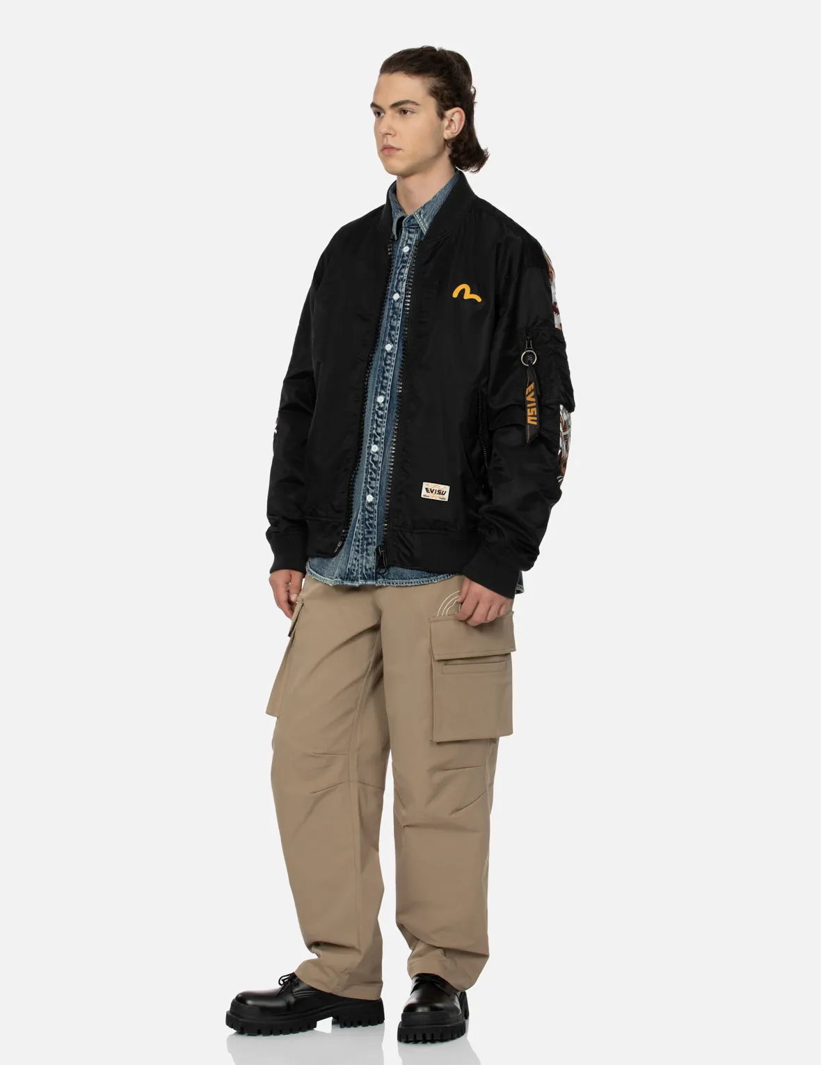 "Virtual Vacation" Daicock Print Loose Fit Bomber Jacket