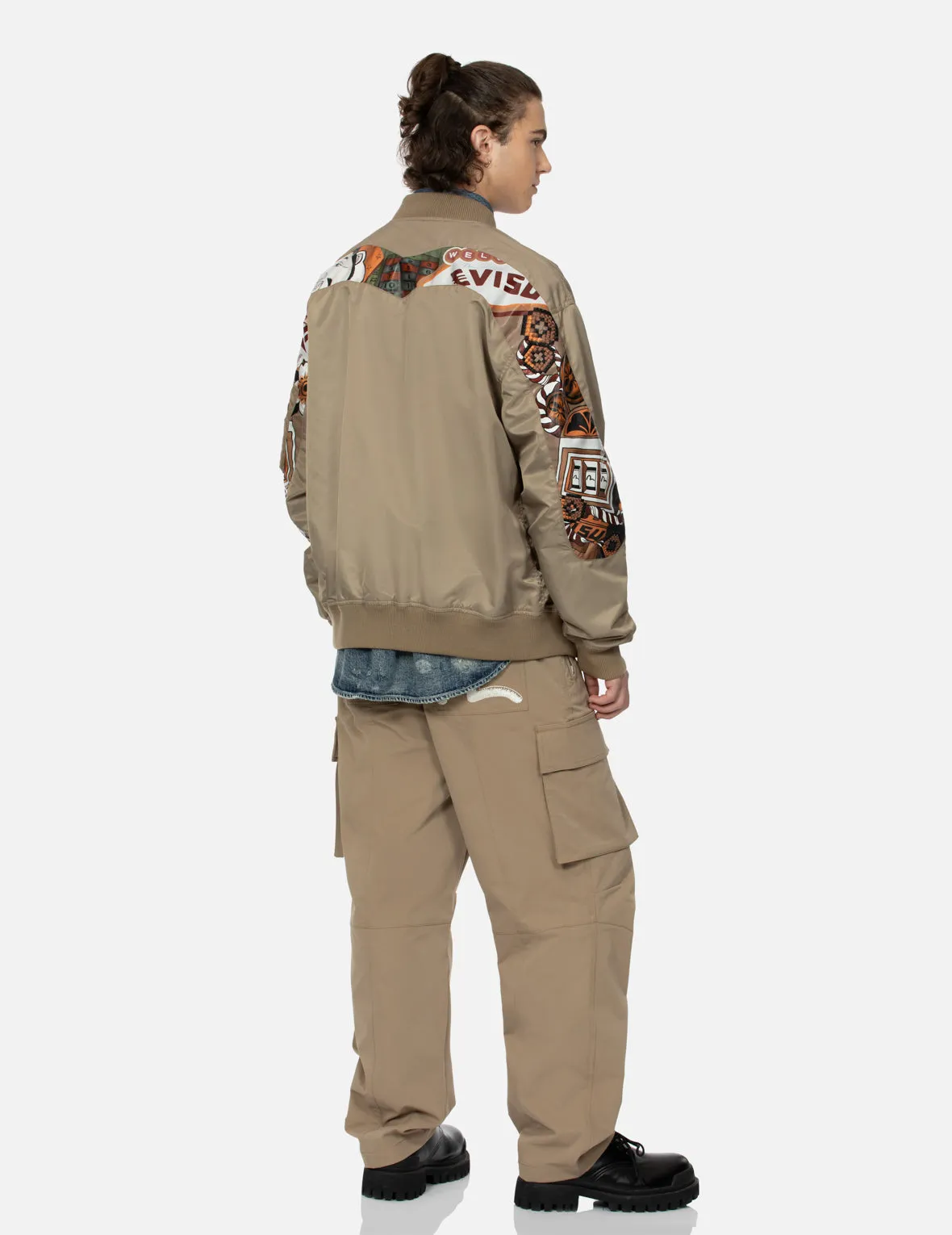 "Virtual Vacation" Daicock Print Loose Fit Bomber Jacket