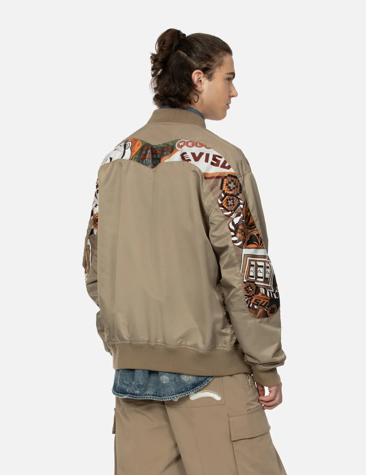 "Virtual Vacation" Daicock Print Loose Fit Bomber Jacket