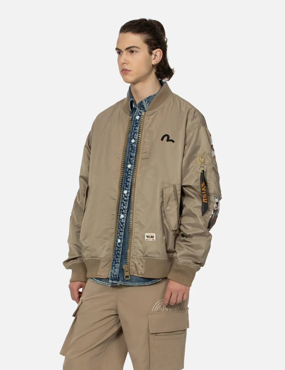 "Virtual Vacation" Daicock Print Loose Fit Bomber Jacket