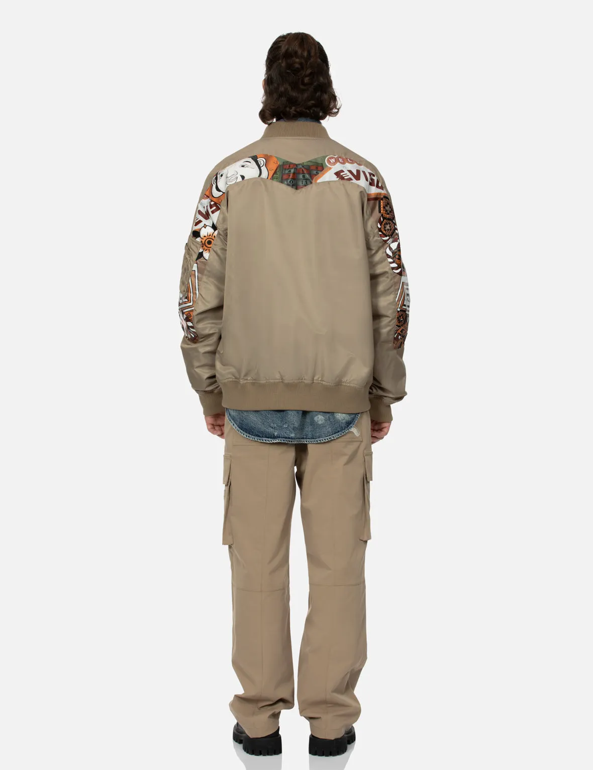 "Virtual Vacation" Daicock Print Loose Fit Bomber Jacket