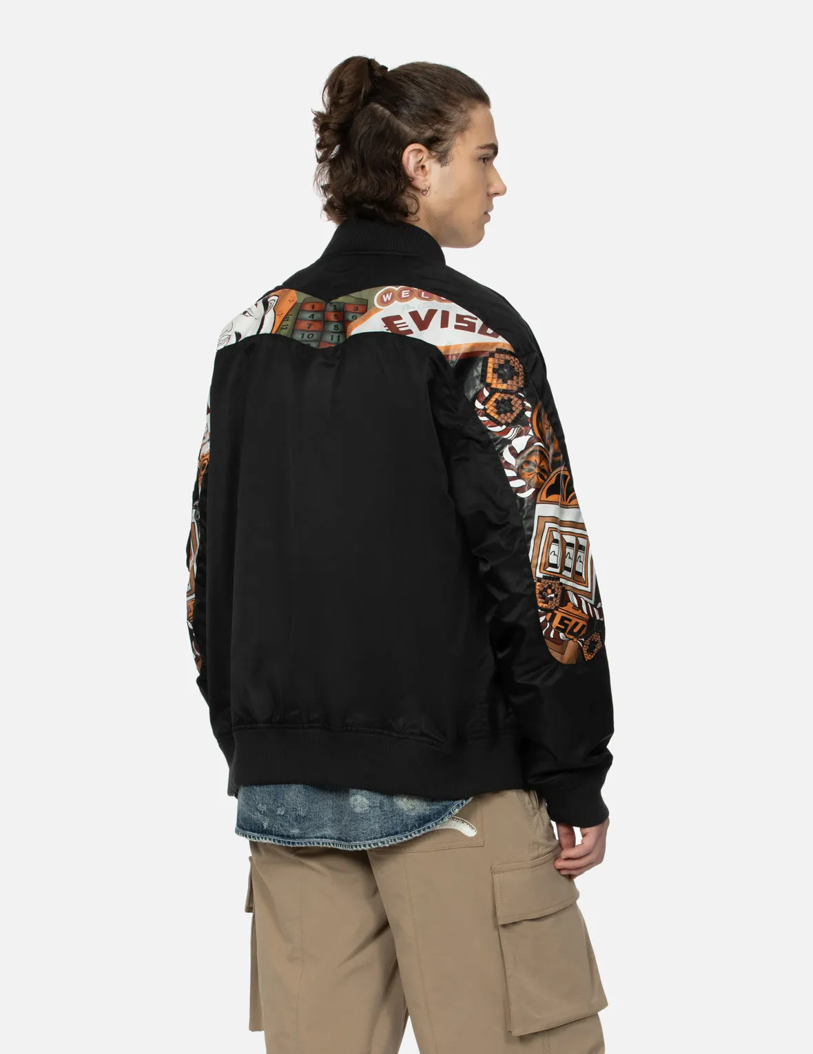 "Virtual Vacation" Daicock Print Loose Fit Bomber Jacket