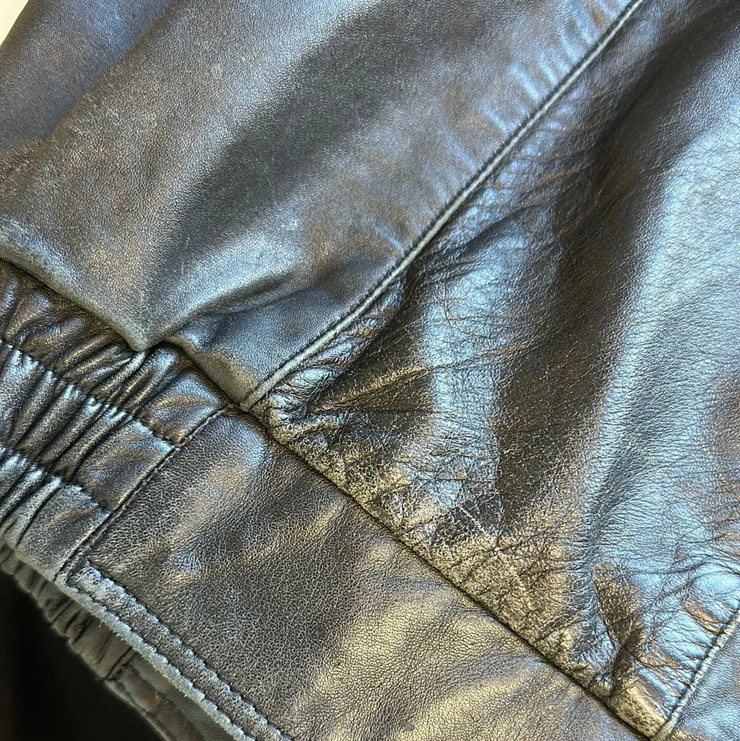 real leather baggy bomber jacket